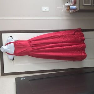 Elegant Red Evening Gown (Halter)